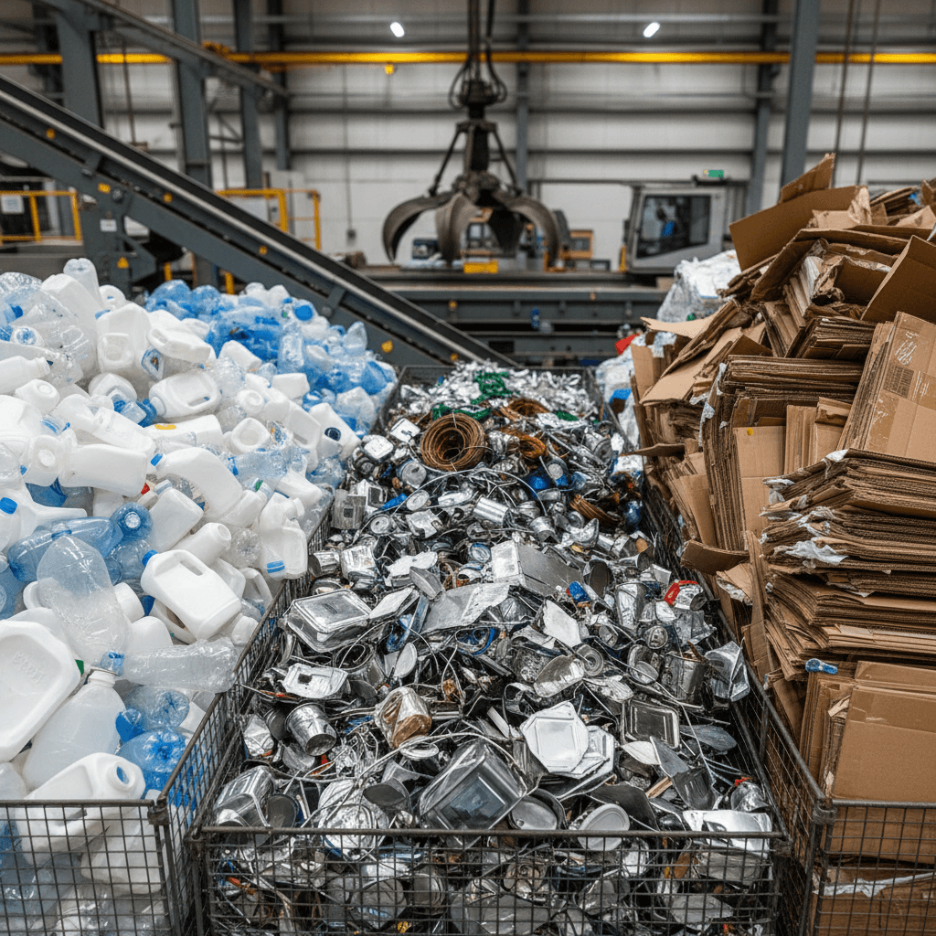 Recycling materials being processed