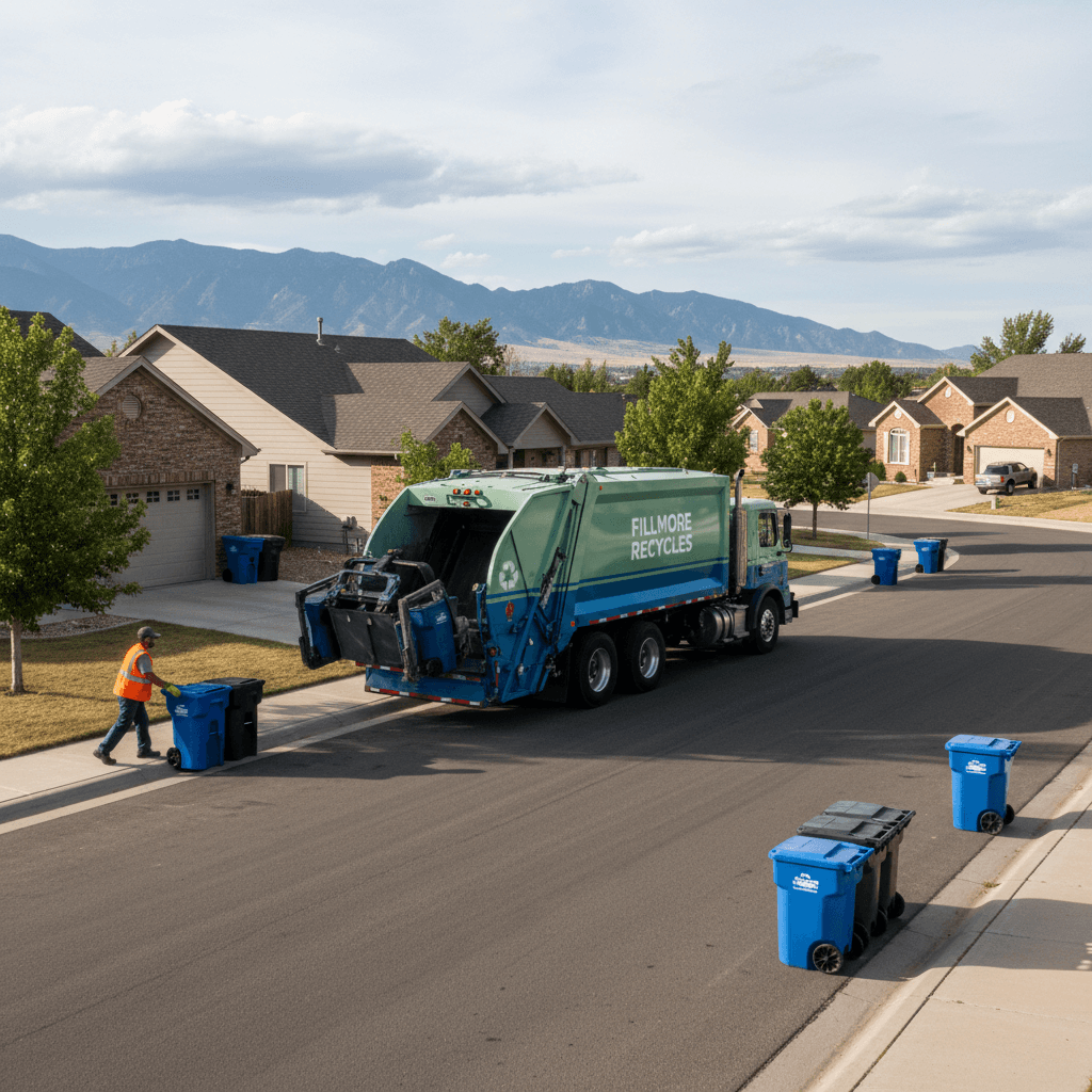 Organized recycling collection route in Fillmore