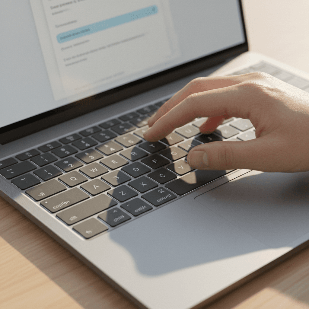 Person typing an email on a laptop