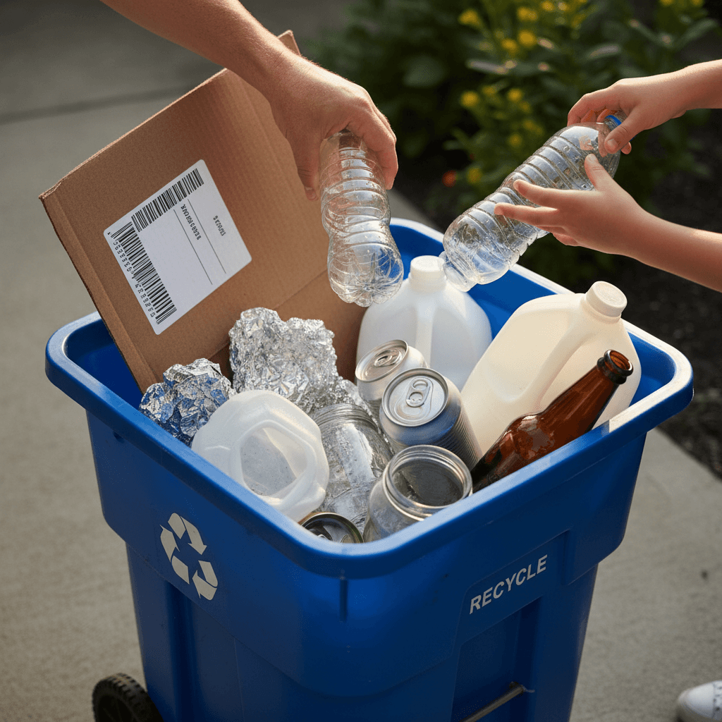Single-stream recycling bin